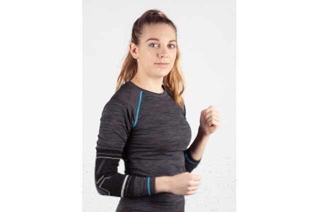 Elbow support with elasticstrap AVENTO 44SB Black/Silver grey L/XL Elbow support with elasticstrap AVENTO 44SB Black/Silver grey L/XL