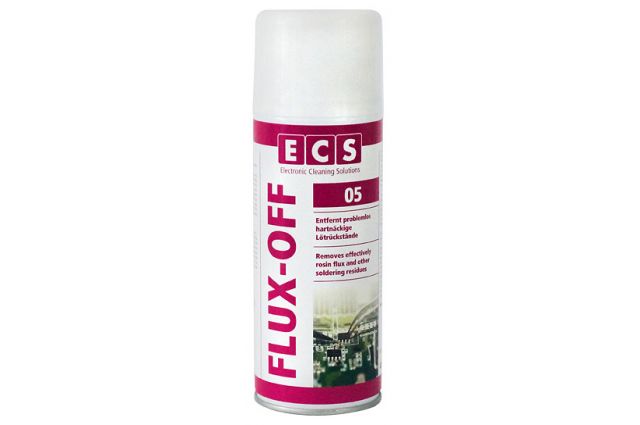 Cleaner ECS FLUX -OFF 400ml. Efficently removes rosin flux and other soldering residues from printed circuit boards Cleaner ECS FLUX -OFF 400ml. Efficently removes rosin flux and other soldering residues from printed circuit boards