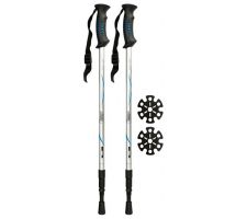 Hiking cane adjustable ABBEY 21SV ZIB anti shock Silver/blue/black