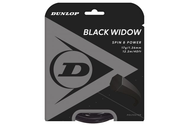 Tennis string Dunlop Black Widow 17G/1.26mm/12m Co-PE monofilament black Tennis string Dunlop Black Widow 17G/1.26mm/12m Co-PE monofilament black