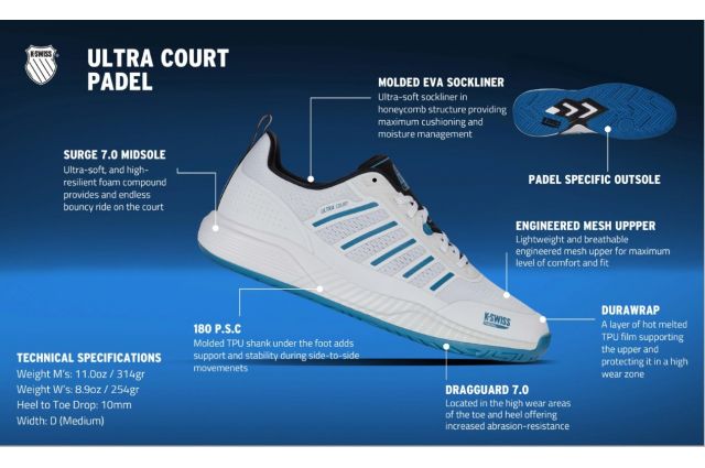 Padelio batai vyr. K-SWISS ULTRA COURT PADEL white/black