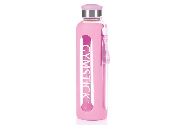 Drinking bottle GYMSTICK 600ml pink glass Drinking bottle GYMSTICK 600ml pink glass