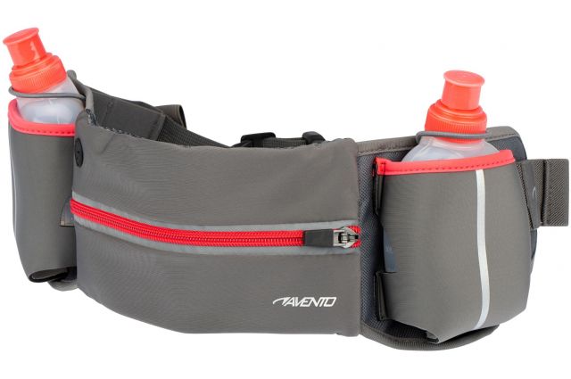 Hip bag with bottles AVENTO 44RA Grey/Fluorescent pink Hip bag with bottles AVENTO 44RA Grey/Fluorescent pink