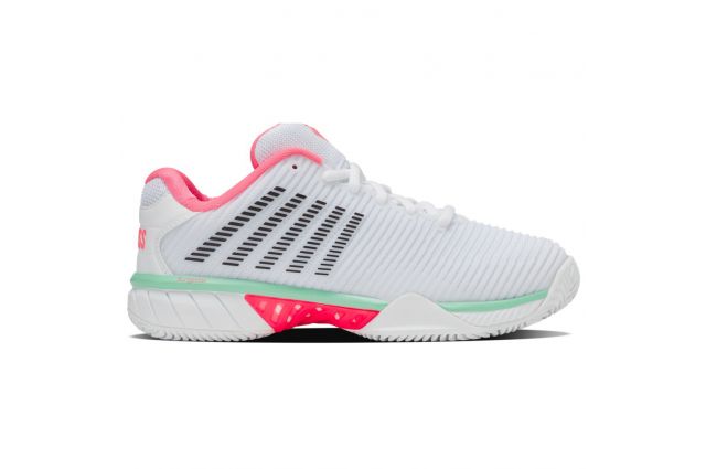 Tennis shoes for ladies K-SWISS HYPERCOURT EXPRESS 2 CLAY white/pastel pink/ black EU41 Balta Tennis shoes for ladies K-SWISS HYPERCOURT EXPRESS 2 CLAY white/pastel pink/ black EU41