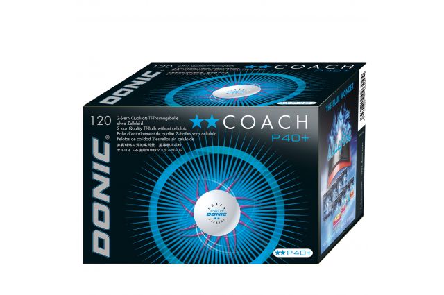 Table tennis ball DONIC P40+  Coach 2 star 120 pcs White Table tennis ball DONIC P40+  Coach 2 star 120 pcs White