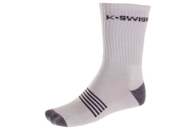 Sport socks long for men K-SWISS CREW white/grey size EU 39-42 Balta/pilka Sport socks long for men K-SWISS CREW white/grey size EU 39-42