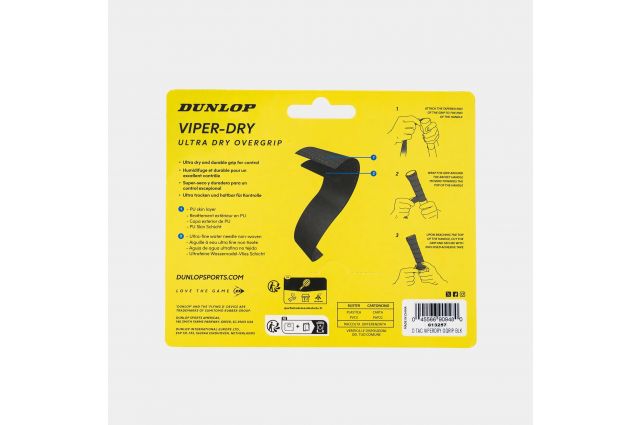 Teniso raketės virš. apvija DUNLOP VIPERDRY ATP overgrip, black Juoda Teniso raketės virš. apvija DUNLOP VIPERDRY ATP overgrip, black