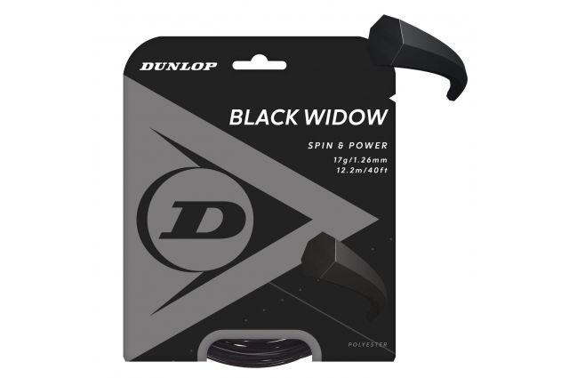 Tennis string Dunlop Black Widow 17G/1.26mm/12m Co-PE monofilament black Tennis string Dunlop Black Widow 17G/1.26mm/12m Co-PE monofilament black